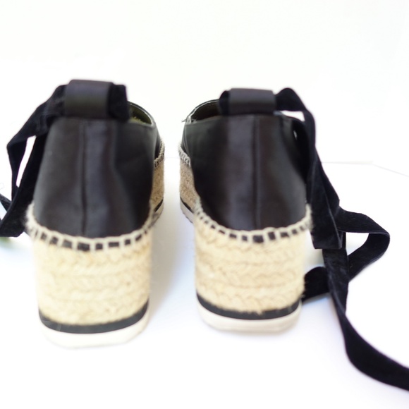 Black Satin Jute Espadrilles Platform Sandals  sz7 - Picture 7 of 10